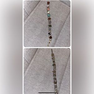 Vintage natural stone bracelet women gold tone.